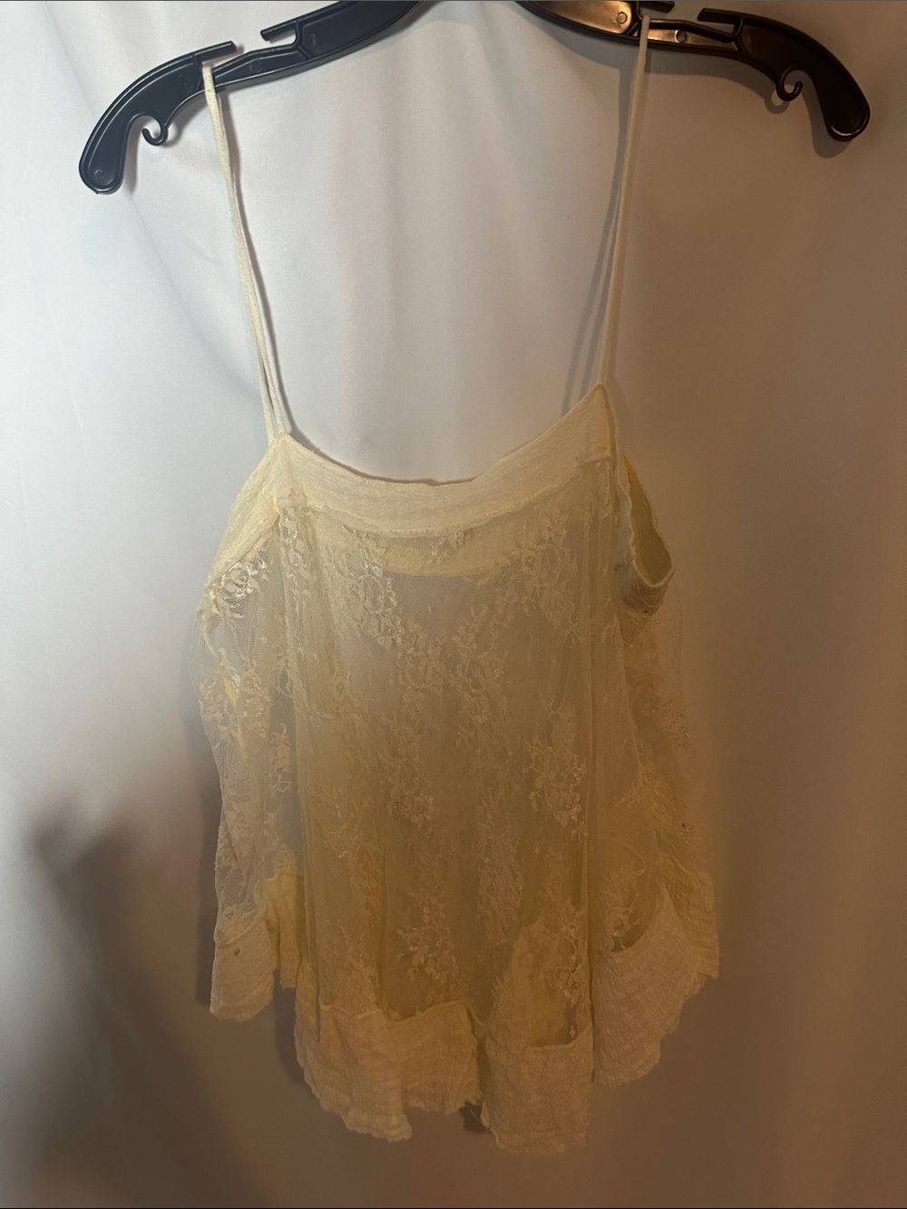 Free people Ivory Lace Ruffle-Trim Spaghetti Strap Cami - Picture 5 of 5